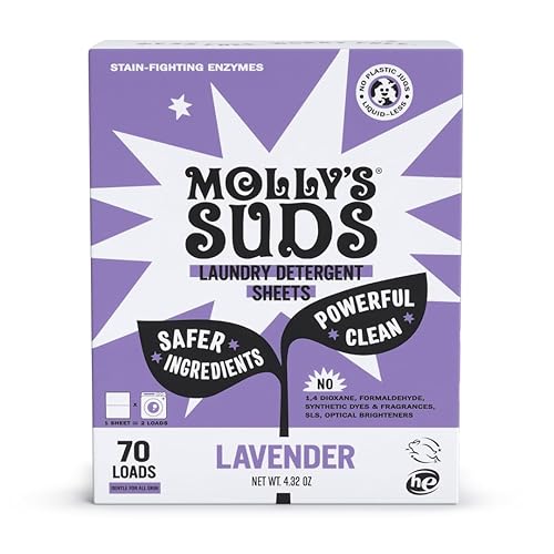 Molly’s Suds Laundry Detergent Sheets | Gentle on Sensitive Skin, Powerful Bio-Based Enzymes, Stain-Fighting | Liquidless & Plastic-Free Packaging |