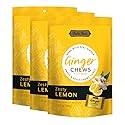 Bali's Best Ginger Chews, Zesty Lemon Flavor, 5.08 Oz (Pack of 3), Individually Wrapped Soft Candy, Made with 100% Real Ginger, Digestive Health