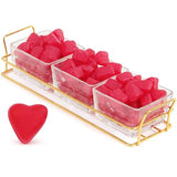 Yumzo Mothers Day Glass Tray with Cherry Jelly Hearts, 3 Section Glass Tray with 12oz of Mothers Day Gummies, Ideal Gummy Hearts for Party Favors