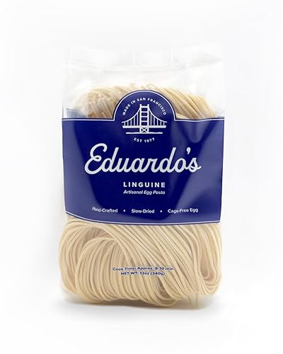 Eduardo's Pasta Co. Linguine, Artisanal Egg Pasta, 12 oz., Semolina & Durum Wheat with Cage-Free Eggs, Dried, Made in Small Batches in San Francisco