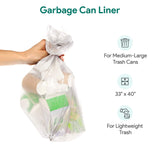 33 Gallon Clear Garbage Can Liners, 250 Count - 30-40 Gallon Large Trash Can Liners - High Density, Thin, Lightweight, 10 Microns -For Office, Home