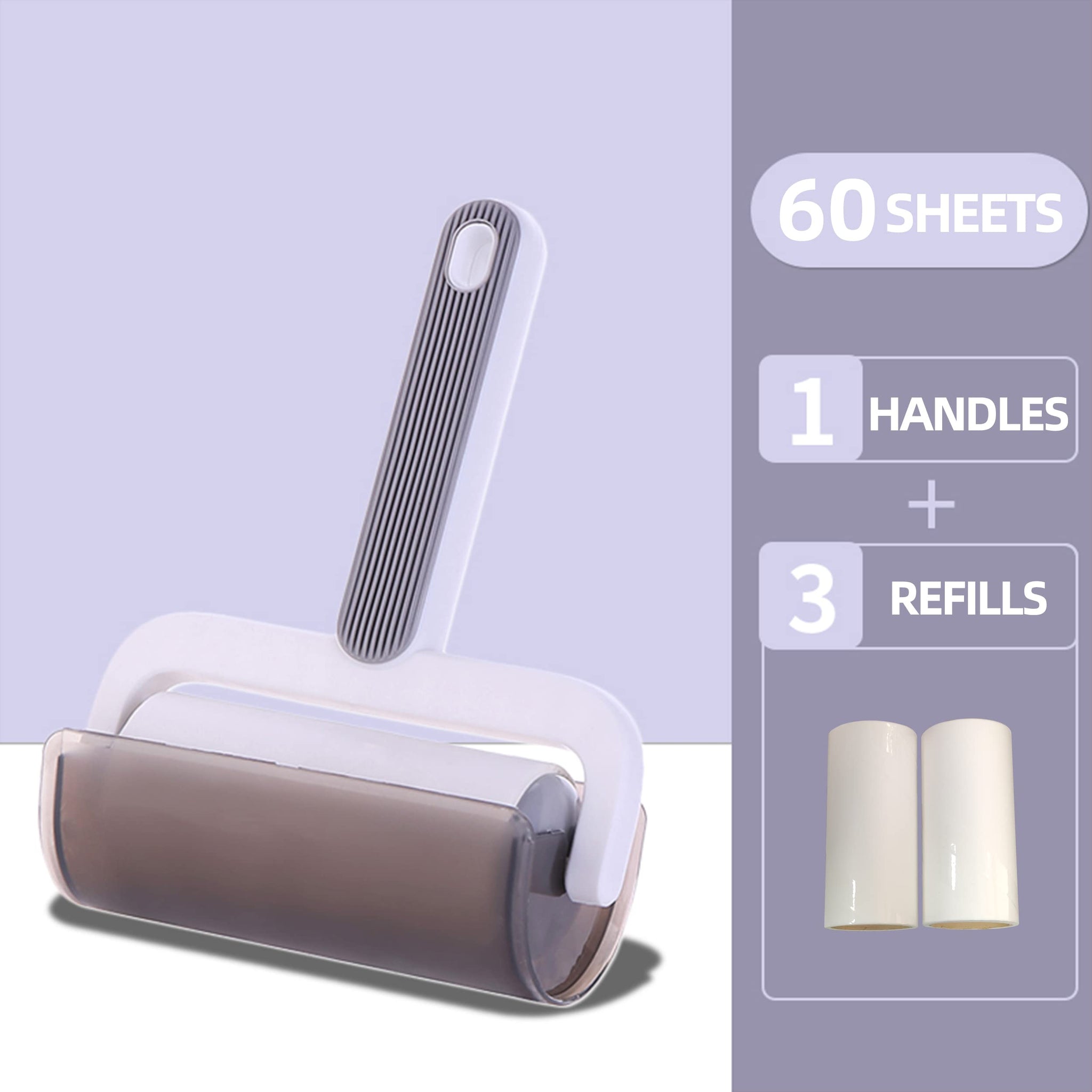 Jay&Ann Lint Roller for Pet Hair Extra Sticky Dustproof Reusable Lint Remover for Clothes Couch Carpet Furniture 1 Handle with 3 Refills Grey