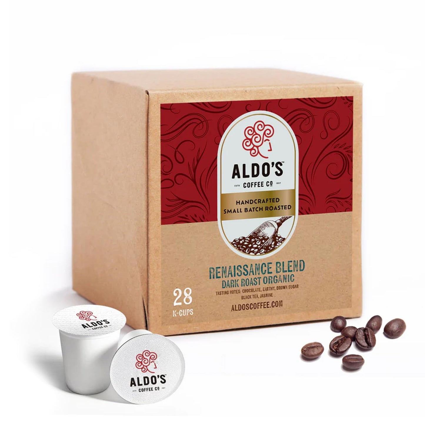 Renaissance Blend Dark Roast Single-Serve Coffee Pods - Organic Arabica Coffee, 28 Single-Serve Pods, Handcrafted Small-Batch Flavor