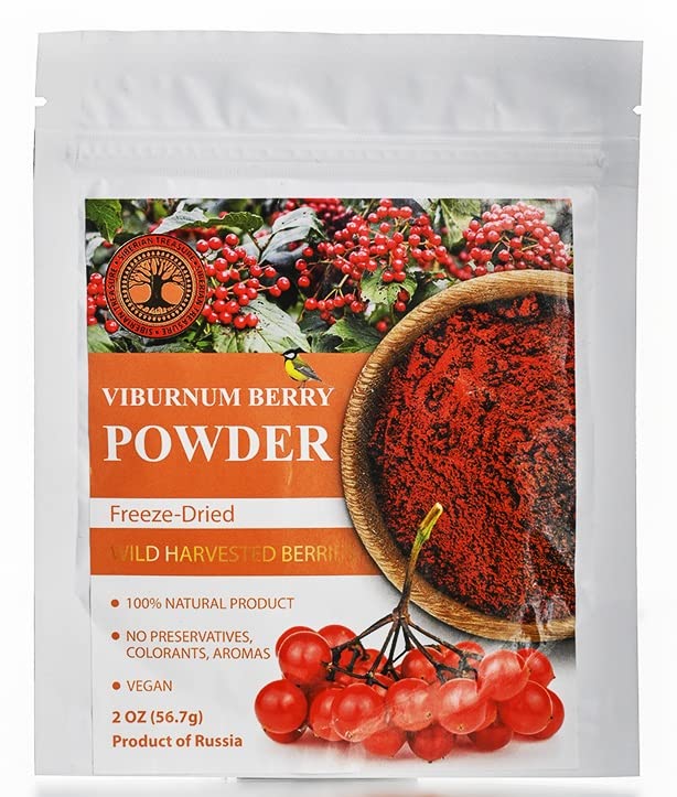 Wild Harvested Viburnum Berry Freeze-Dried Powder - 2 Oz - Natural Viburnum Powder, No added sugar, No GMOs