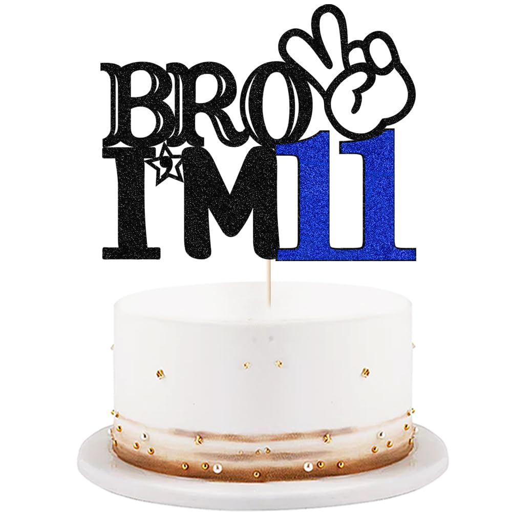 LVEUD 11th Birthday Cake Topper - Boy's 11th Birthday Cake Picks, Officially Teenager Cake Topper, 11 Years Old, Big Brother Birthday Party Decoration