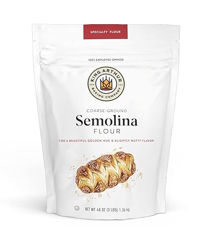 King Arthur Premium Semolina Flour: Coarse Ground, High Protein Durum Wheat for Perfect Pasta, Pizza, and Bread Making - Kosher, 3 lbs Resealable Bag