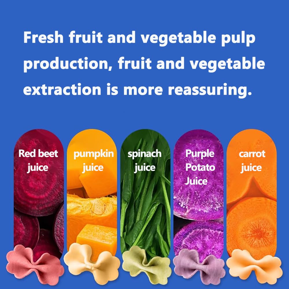 Bowtie Pasta,Fruit and vegetable Farfalle Pasta, Colorful Spaghetti, Quick Cooking, Lunch and Family Dinner