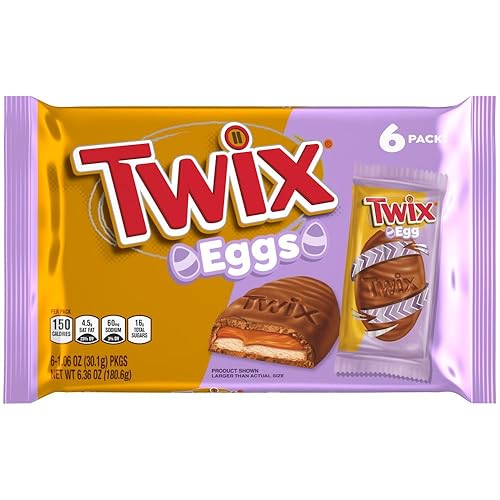 TWIX Eggs Milk Chocolate Caramel Candy Bars Easter Basket Stuffers, 6 Ct Pack