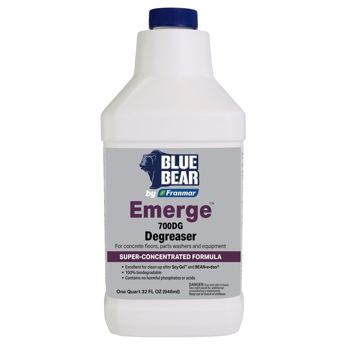 BLUE BEAR 700DG Emerge Degreaser Low-Odor, Biodegradable Cleaner Removes Oil, Grease, Dirt & Grime from Concrete, Tile, Wood, Stone & Tools Safe