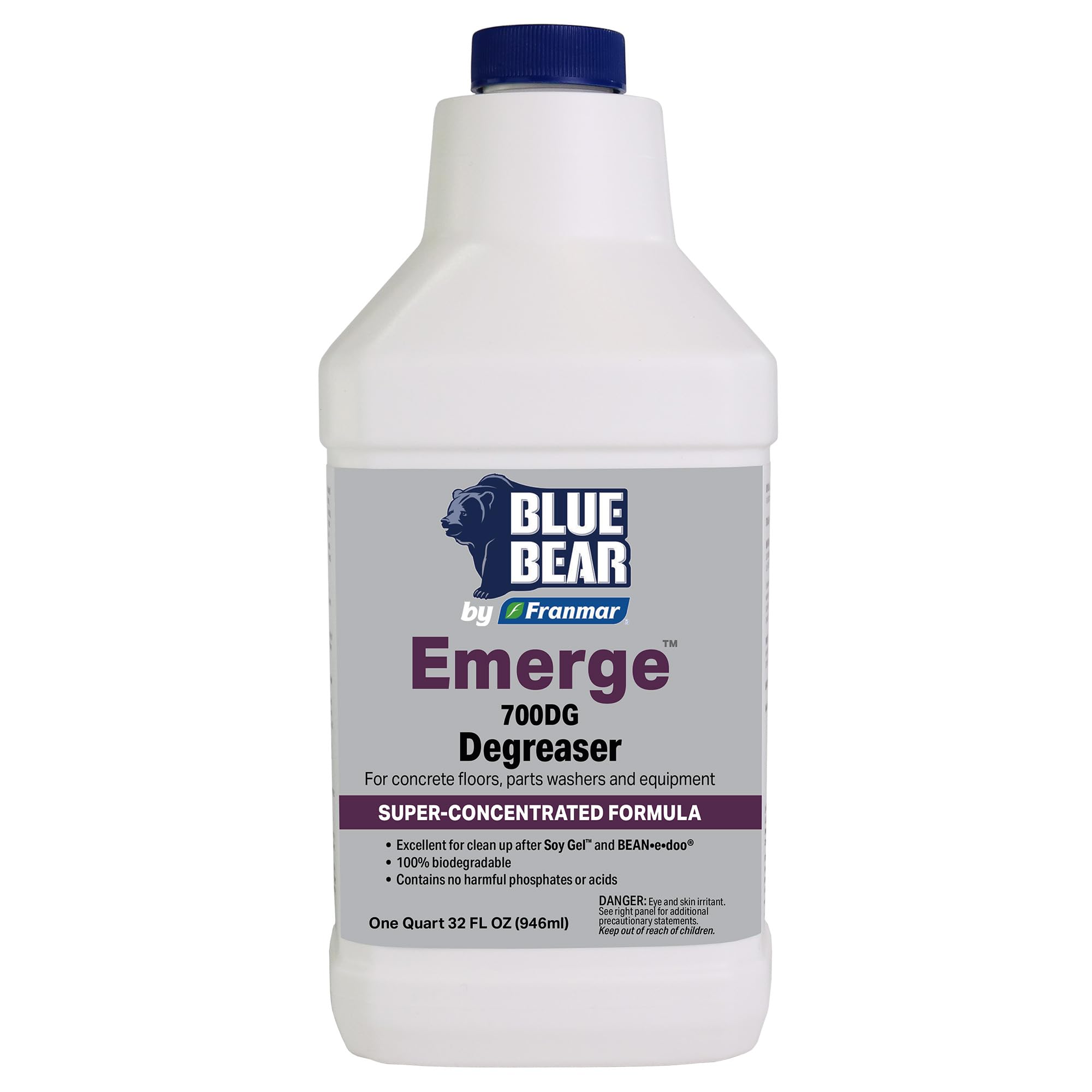 BLUE BEAR 700DG Emerge Degreaser Low-Odor, Biodegradable Cleaner Removes Oil, Grease, Dirt & Grime from Concrete, Tile, Wood, Stone & Tools Safe