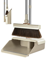 INDCAN Broom and Dustpan Set for Home, 54 Inch Long Handle Upright Broom, Rotatable Broom Head with Magnetic Mount & Self-Cleaning Teeth Comb, Indoor