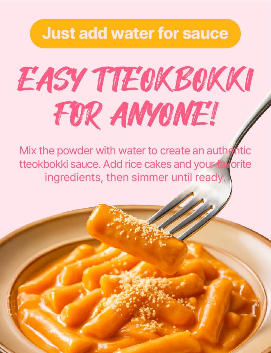 Nice Witch's Secret Recipe Korean Rose Tteokbokki Powder Sauce 12 servings - Perfect for Sweet and Spicy Rice Cake Dishes, Easy and Quick to Make
