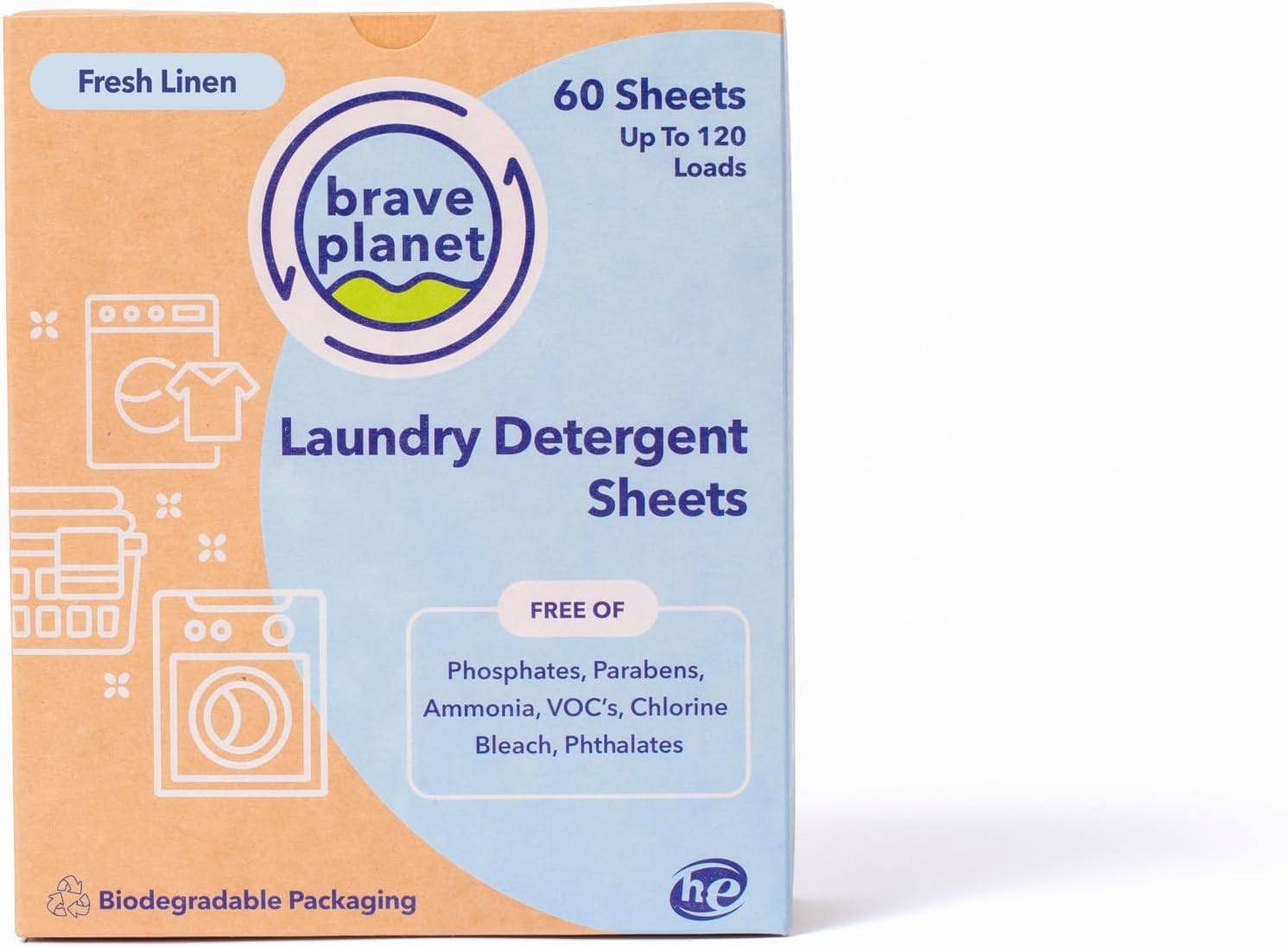 Brave Planet Laundry Detergent Sheets - Eco-Friendly, Fresh Linen Scent - Soap Removes Dirt, Stains & Odors - Hypoallergenic, Cruelty-Free, Vegan