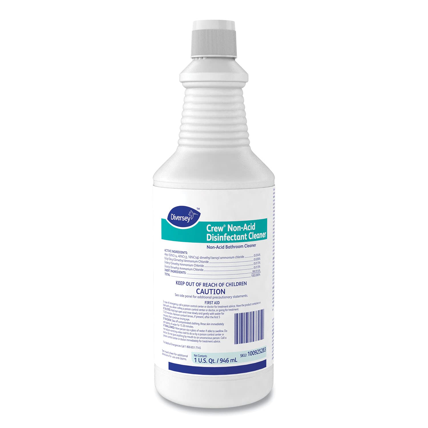 Diversey Crew Neutral Non-Acid Bowl & Bathroom Disinfectant, 32 oz Squeeze Bottle, 12/CT