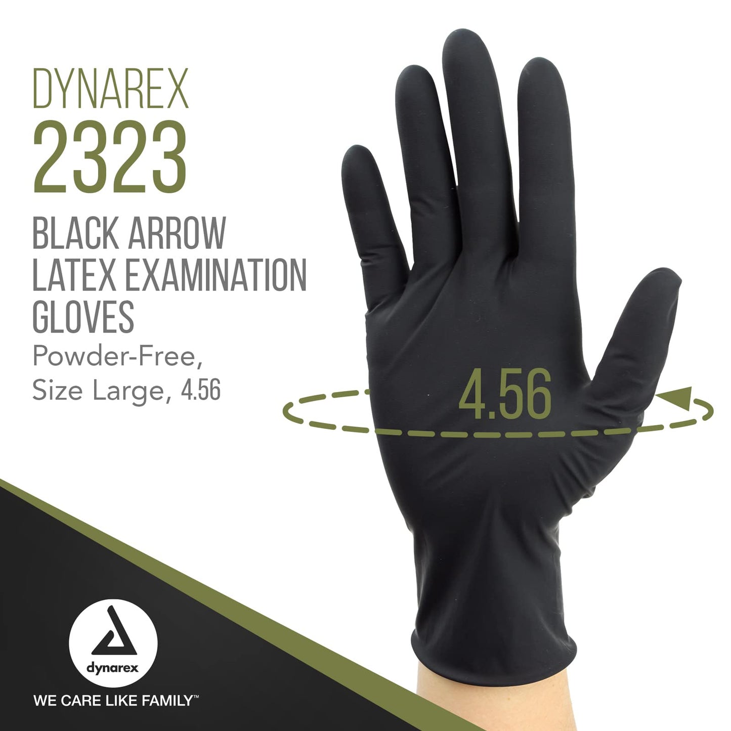 Dynarex Black Arrow Disposable Latex Exam Gloves, Powder-Free, For Healthcare, Law Enforcement, Tattoo, Salon or Spa, Black 10 Boxes of 100 (Large)