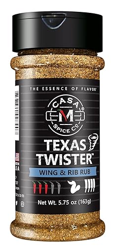 Texas Twister Wing & Rib Rub • Very Low Sodium • No MSG • Gluten Free • Keto-Friendly • BBQ Spices (with 1-cup seasoning) (Plastic Shaker)