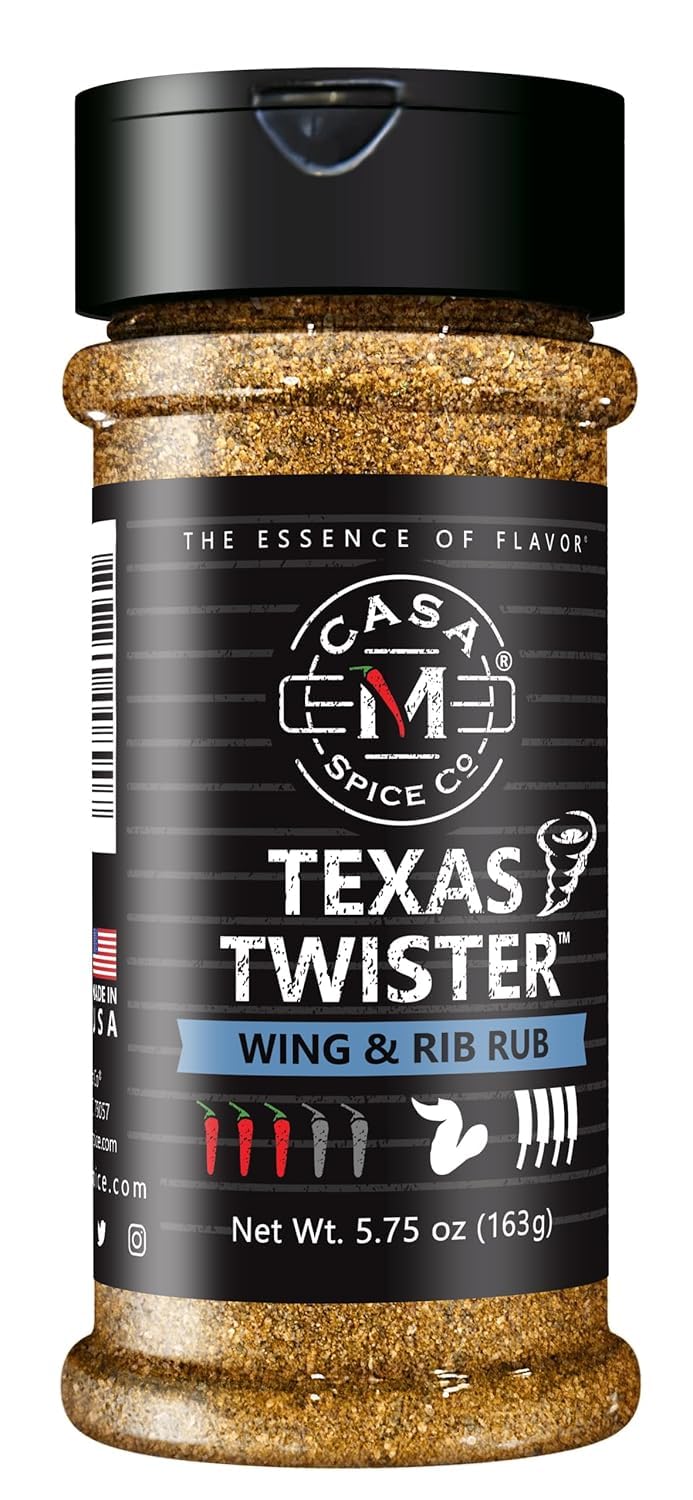 Texas Twister Wing & Rib Rub • Very Low Sodium • No MSG • Gluten Free • Keto-Friendly • BBQ Spices (with 1-cup seasoning) (Plastic Shaker)