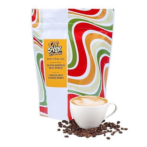 OH HEY BRANDS Whole bean coffee medium roast 12 oz - Caramel, Chocolate, and Dried Berry Notes flavored coffee beans - Sourced from East Africa