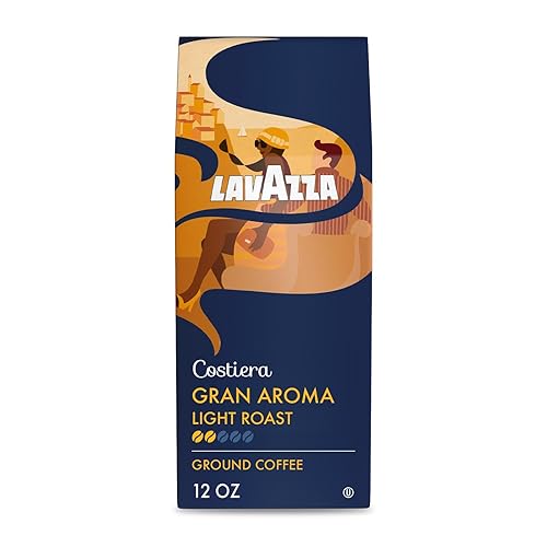 Lavazza Costiera Gran Aroma Ground Coffee 12oz Bag, Light Roast, Smooth and Aromatic Taste, Intensity 2/5, 100% Arabica, Ideal for Drip Brewers, (Pack