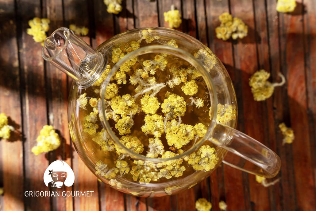 Immortelle (Helichrysum Pallasii) 0.7 OZ (20g) Dried Flowers with Short Stems, Loose Herbal Tea | Wild-Harvested from the Mountains of Armenia |