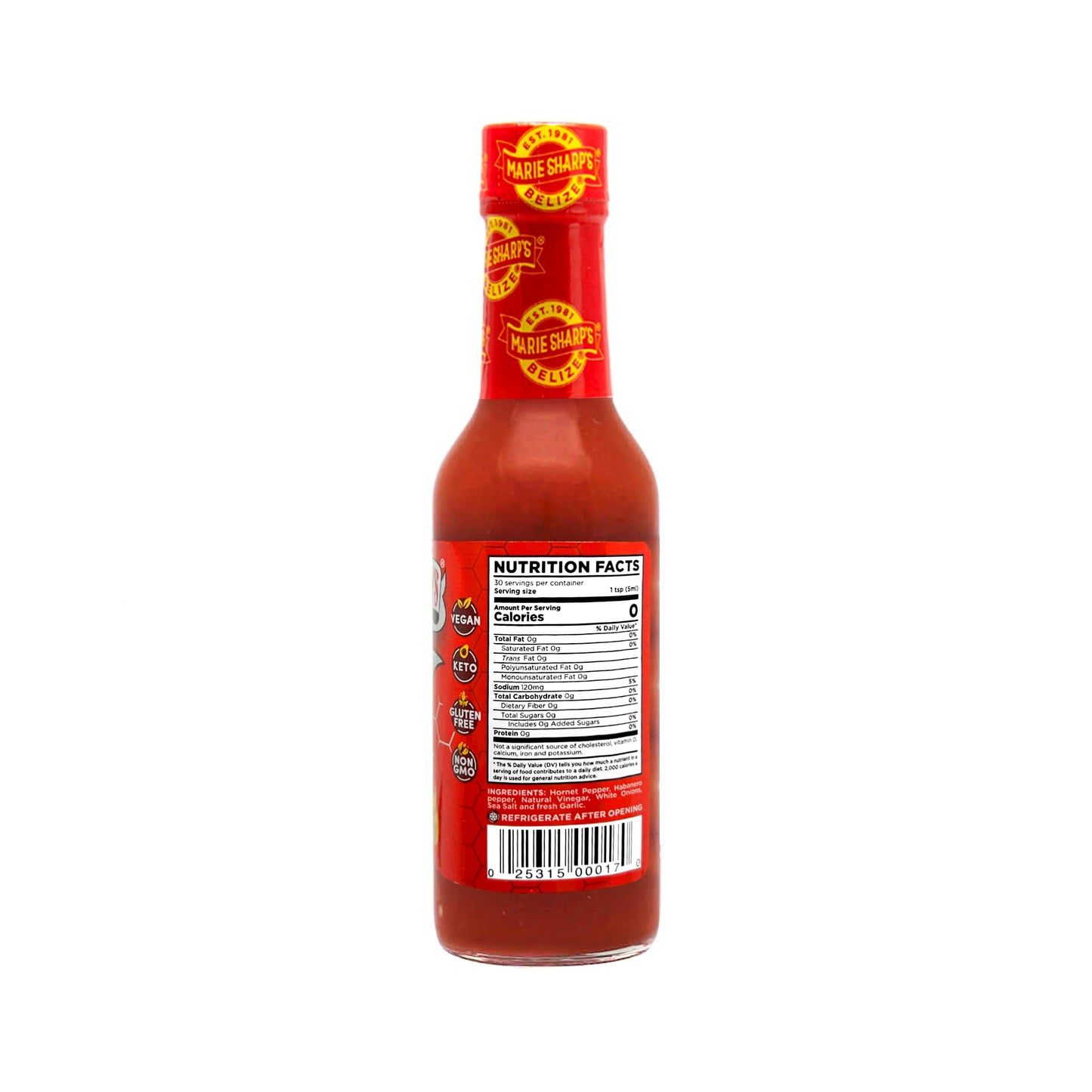 Marie Sharp’s Red Hornet Hot Sauce, 5 oz | Extra Hot Habanero & Trinidad Scorpion Pepper Blend | All Natural Belizean Sauce