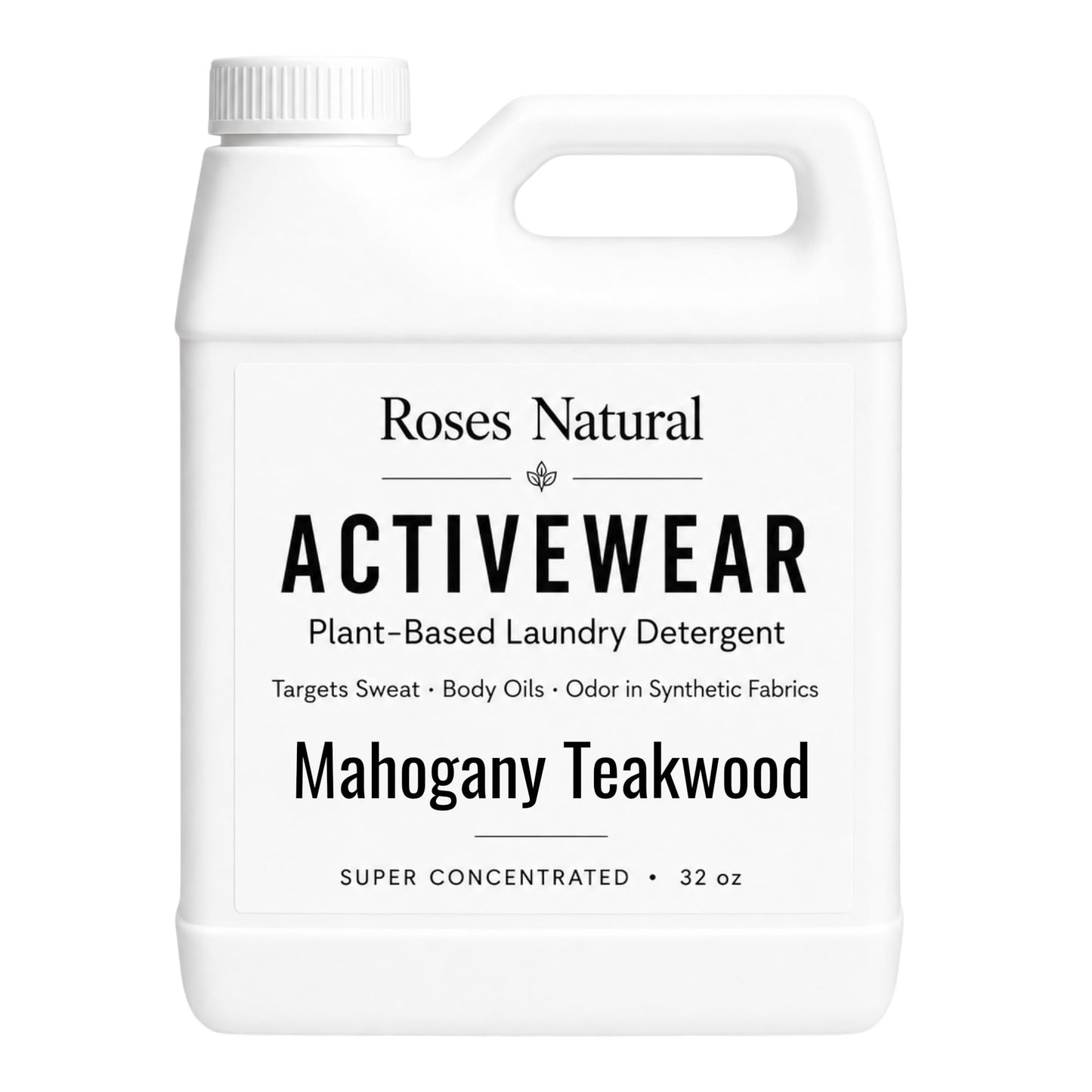 Roses Natural Plant-Based Active Wear Laundry Detergent Liquid - 5-Enzyme Complex for Gym Clothes & Performance Fabrics - Low Residue, Super