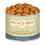 The Peanut Shop of Williamsburg Williamsburg Peanuts Crab Town seasoning, Lightly Salted Large Virginia Peanuts, Hand Cooked, Gluten Free - 9 Oz Tin