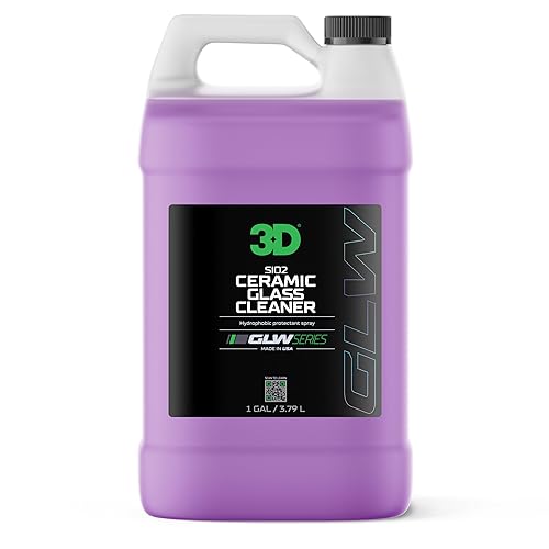3D SiO2 Ceramic Glass Cleaner 1 Gallon - Hydrophobic Car Glass Cleaner with Rain Repellency - Optical-Grade Clarity, Streak-Free Shine & Ceramic