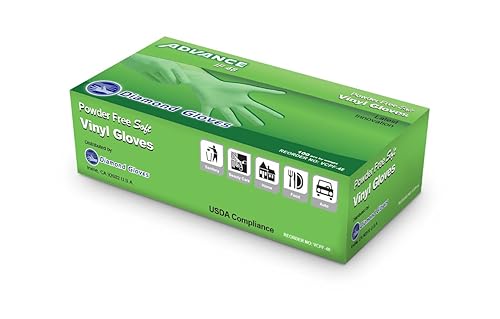 Synthetic Vinyl Powder Free Gloves, Clear, Box of 100 - Multi Purpose and General Use