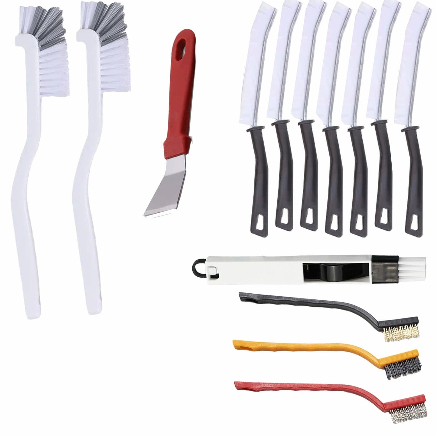 Htydjd Narrow Crevice Cleaning Brush and Scraper Tools Set 14 Pcs Hard Bristle Gap Cleaning Supplies Brushes Small Spaces Sink Kitchen Bathroom Toilet