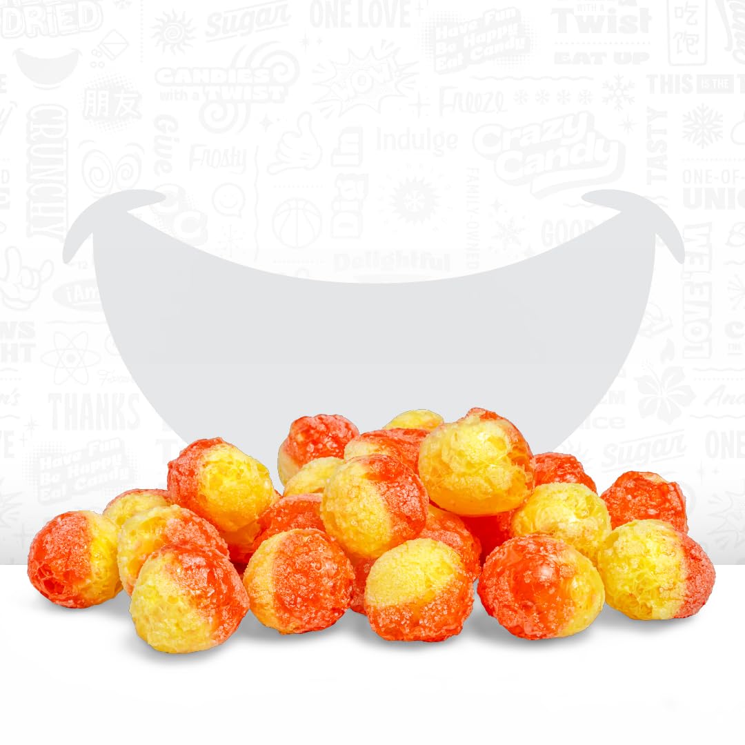 Freeze Dried Peach Ring-Style Candy, Crazy Candy Peach Puffs - Intense Fruity Crunchy Candy, Sweet & Tart Peach Flavor, Gummy to Crisp Snack