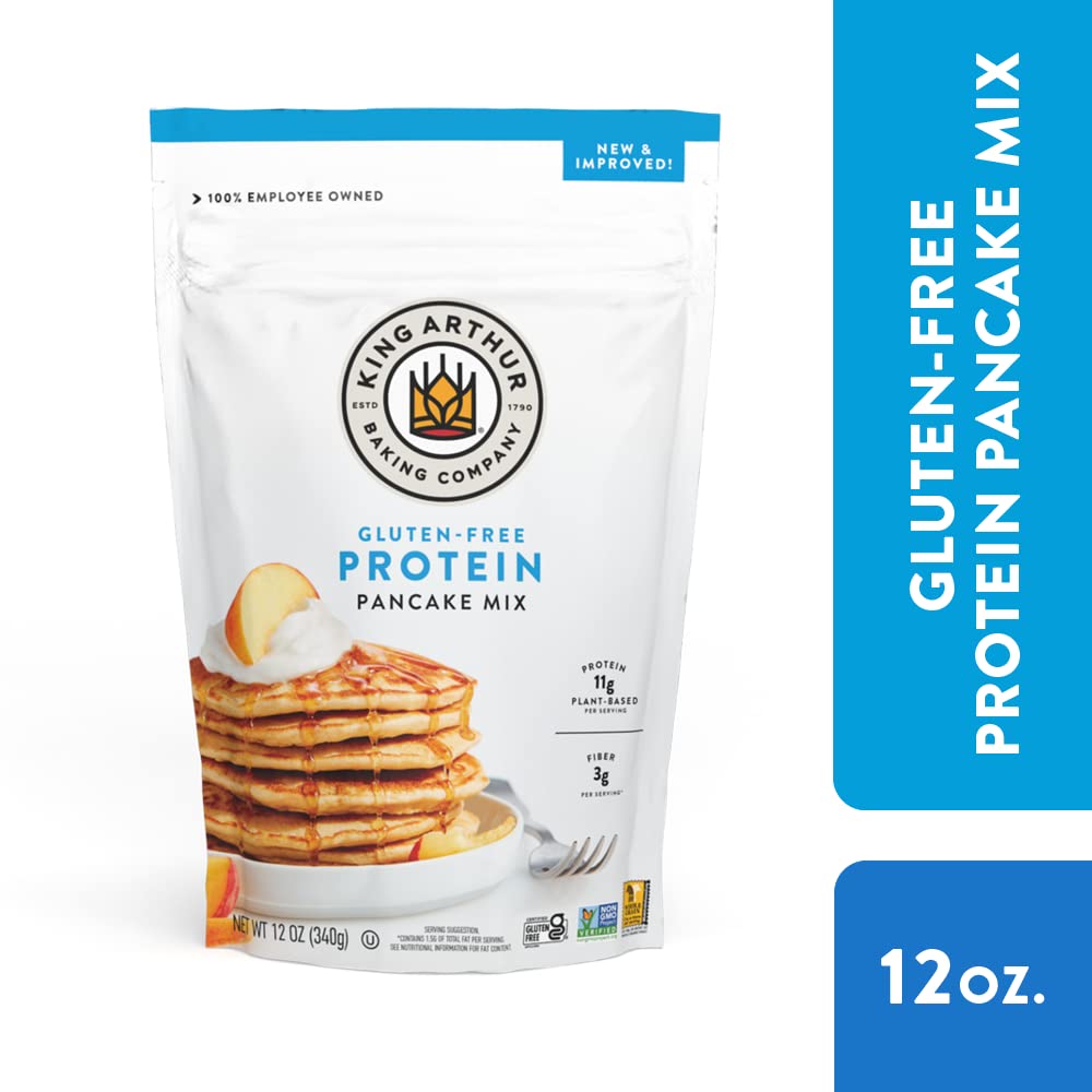 King Arthur Flour Gluten Free Protein Pancake Mix, Non-GMO Project Verified, No Sugar Added, Non-Dairy, 12 Oz (Pack of 1)