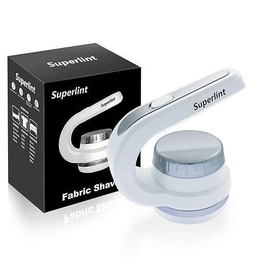 SUPERLINT Fabric Shaver and Lint Remover, Battery Operated Sweater Shaver Best Fuzz Pill Bobble Remover for Bedding, Clothing and Furniture, White