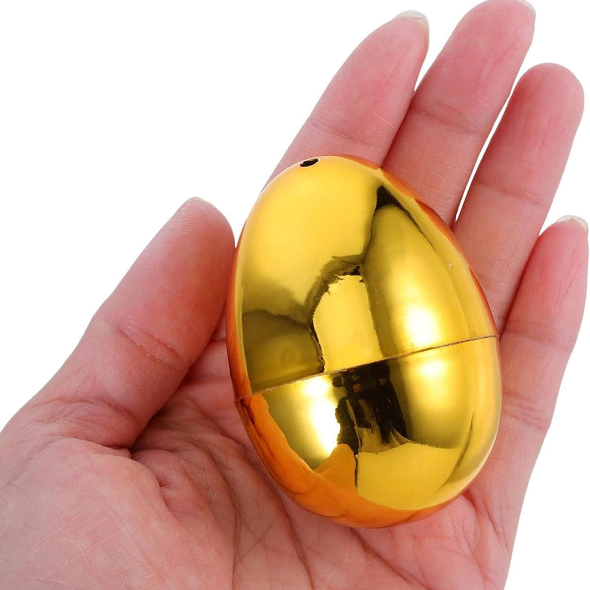 shamjina 12 Pieces Fillable Easter Eggs Ornaments Empty Multifunctional Golden Eggs for Bag Fillers Easter Decoration Children, M