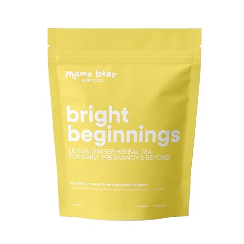 Bright Beginnings Lemon Ginger Tea Early Pregnancy & Beyond Herbal Blend for Nausea, Morning Sickness, Anxitey, Nervous System Support, Acid Reflux