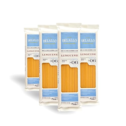 DeLallo Linguine Pasta, Made in Italy, Bronze Cut, Made with Only 100% Durum Wheat Semolina Flour, Non-GMO, All Natural, Kosher, Vegan,1 Pound Bag, (4