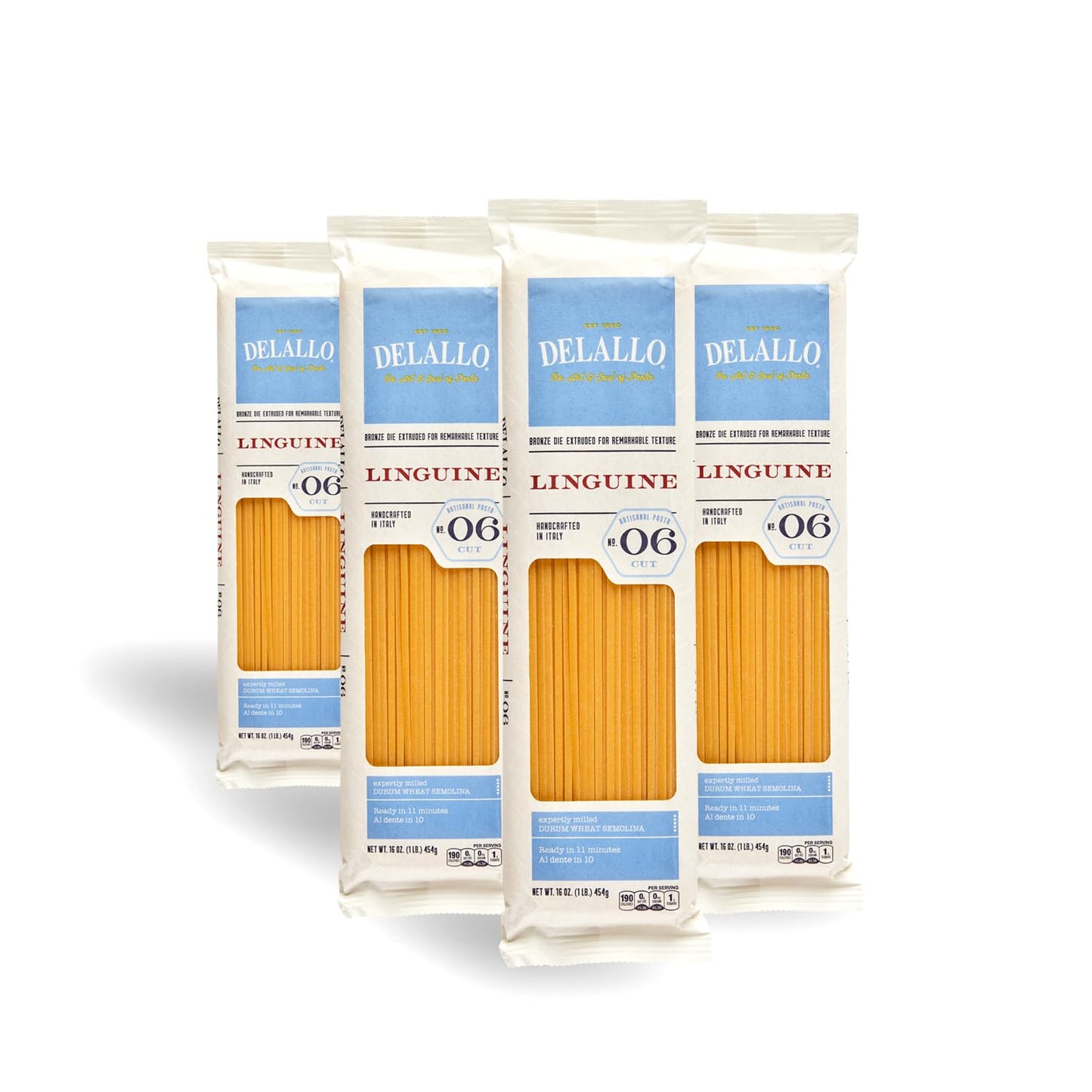 DeLallo Linguine Pasta, Made in Italy, Bronze Cut, Made with Only 100% Durum Wheat Semolina Flour, Non-GMO, All Natural, Kosher, Vegan,1 Pound Bag, (4