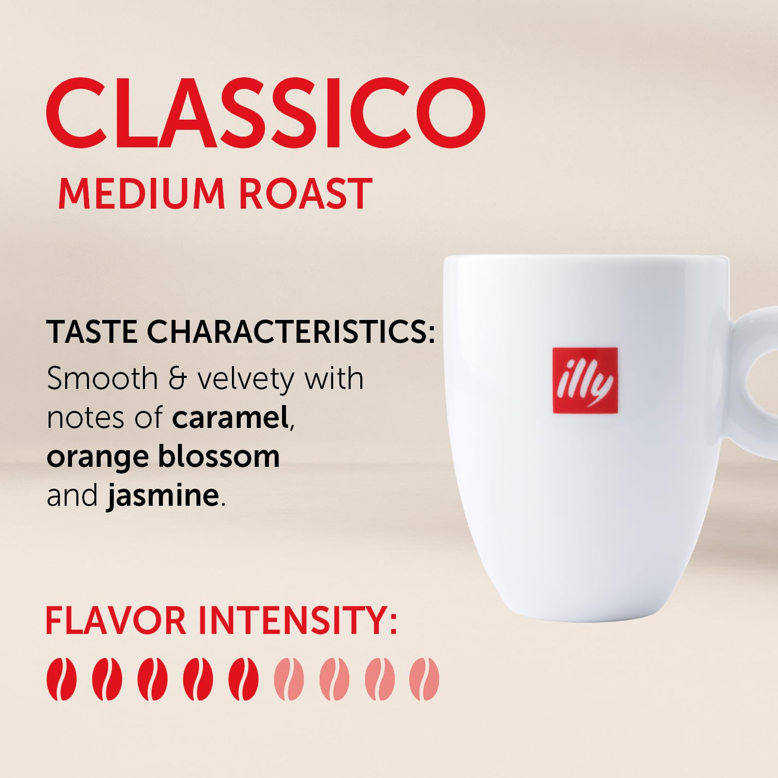 Illy Classico Whole Bean Coffee, Medium Roast, Classic Roast With Notes Of Caramel, Orange Blossom And Jasmine, 100% Arabica Coffee, No Preservatives