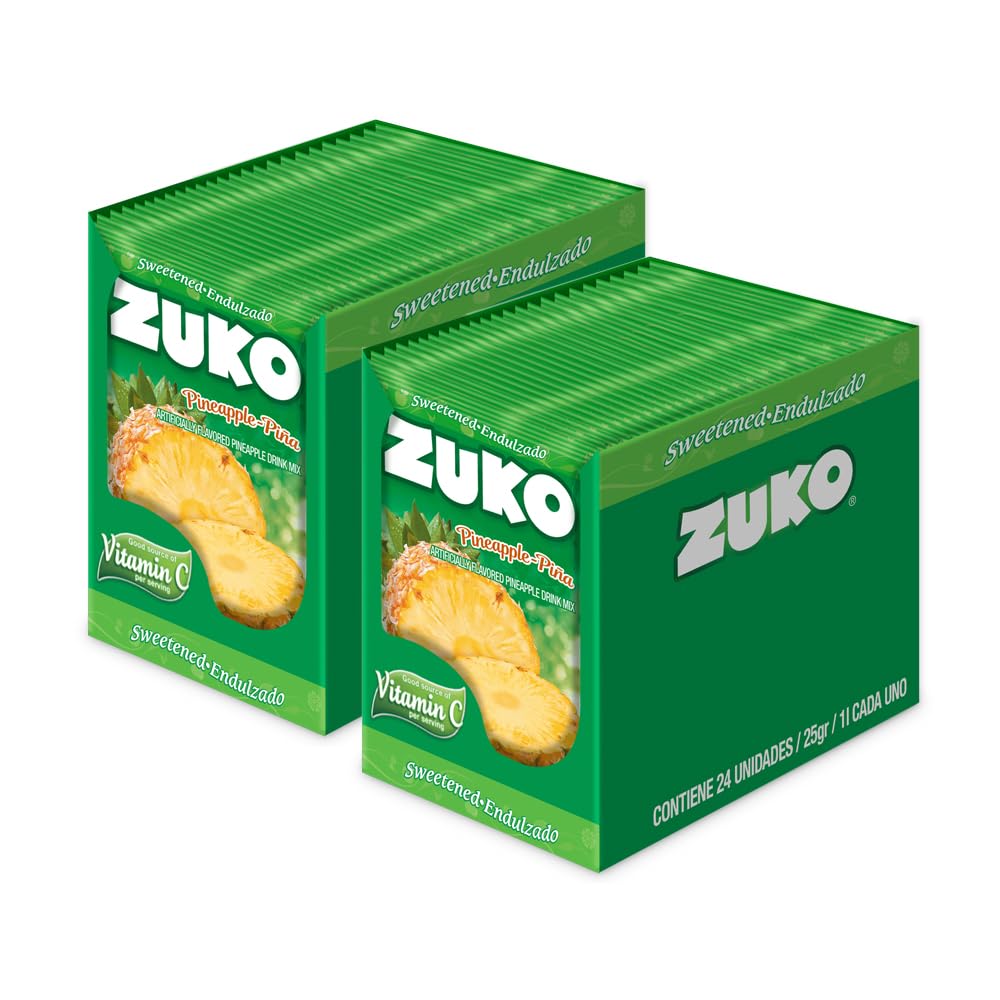 Zuko Instant Beverage Drink Mix, Flavor Pineapple Powdered, No Added Sugar Needed, 48 Ct Individual Packets