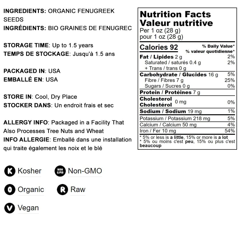 Food to Live - Organic Fenugreek Powder, 4 Pounds - Non-GMO, Raw, Ground Methi Seeds, Pure, Kosher, Vegan Superfood, Bulk, Great for Cooking, Drinks