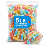Wax Bottle Candy with Fruit Juice, 5 lb Bulk Bag, Nostalgic Party Treat
