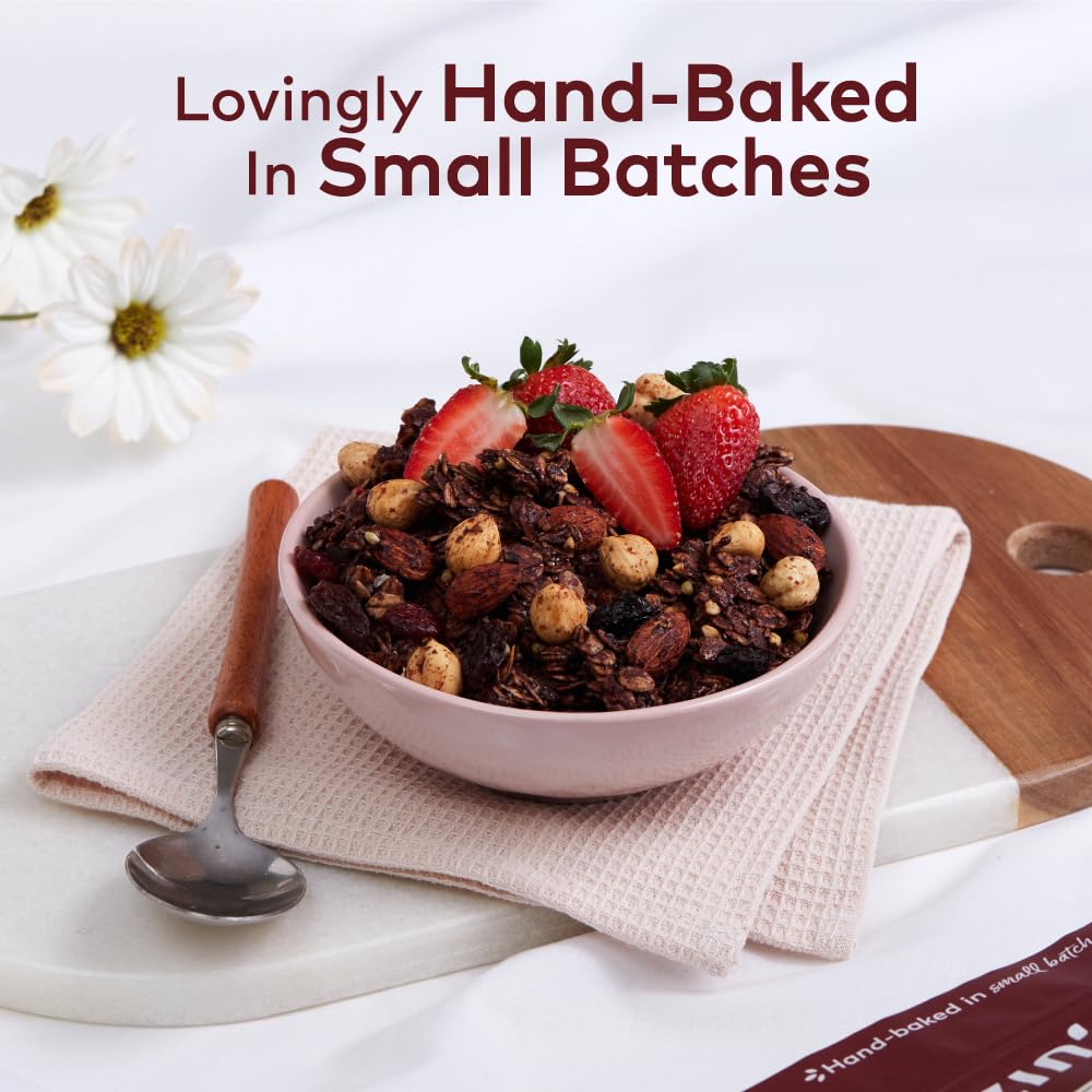 Chocolate Hazelnut Granola Mini Packs | 10 Individual Bags | Natural, Hand-Baked, Rich in Protein, Iron, Potassium | for Trave, Breakfast Cereal