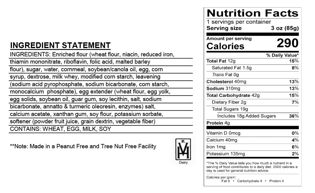 Muffin Town Cornbread Snack Loaves 36 Loaves Per Case - 3 Oz Per Serving