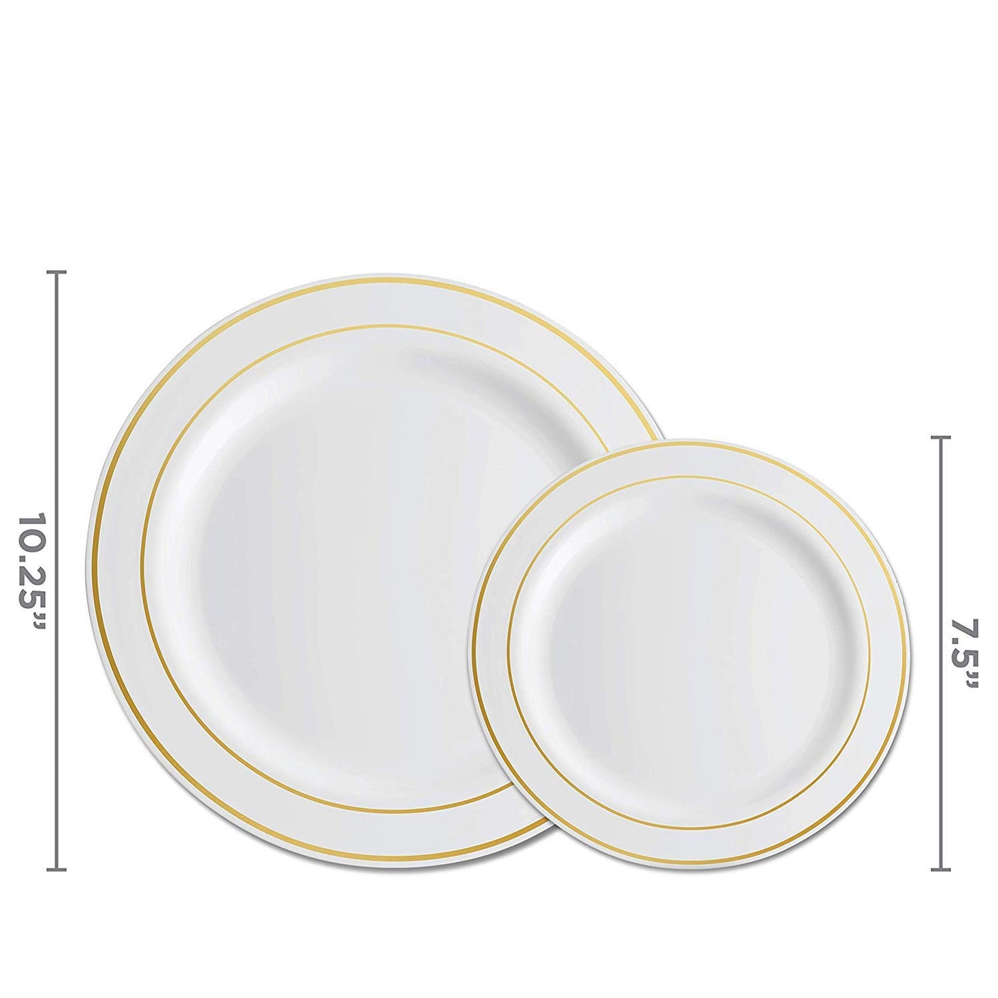 700 Piece Dinnerware Set - 200 Rim Plates, 300 Silverware, 100 Plastic Cups, 100 Linen-Napkins - Gold