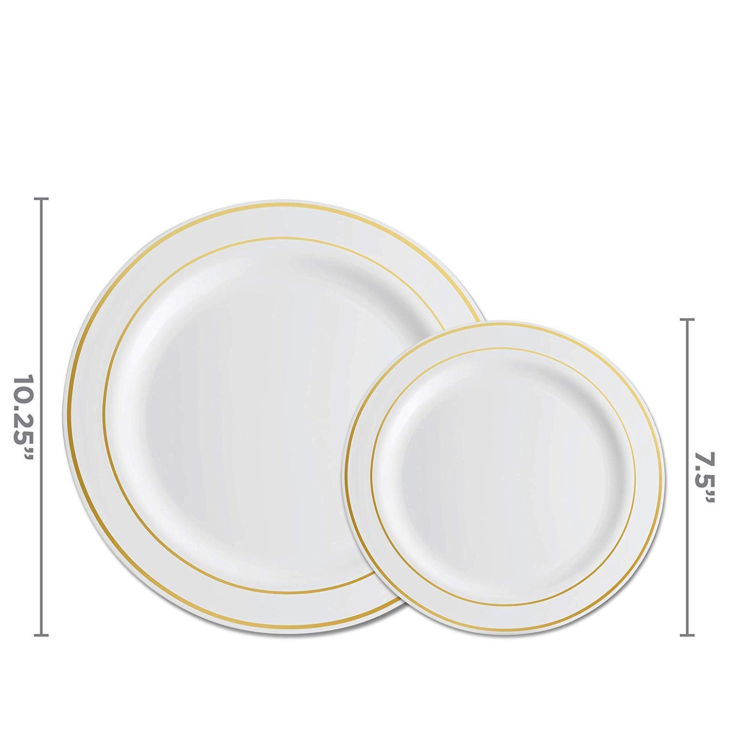 700 Piece Dinnerware Set - 200 Rim Plates, 300 Silverware, 100 Plastic Cups, 100 Linen-Napkins - Gold