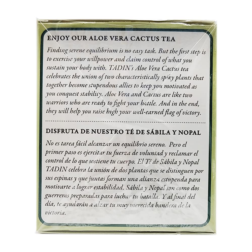 Tadin Aloe Vera Cactus Tea. Caffeine Free. 24 Tea Bags. 1.52 oz. Pack of 3
