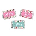 Andaz Press Pink Roses English Tea Party Tea Party Wedding Collection, Chocolate Minis Labels, Fits Chocolate Miniatures Party Favors, 36-Pack