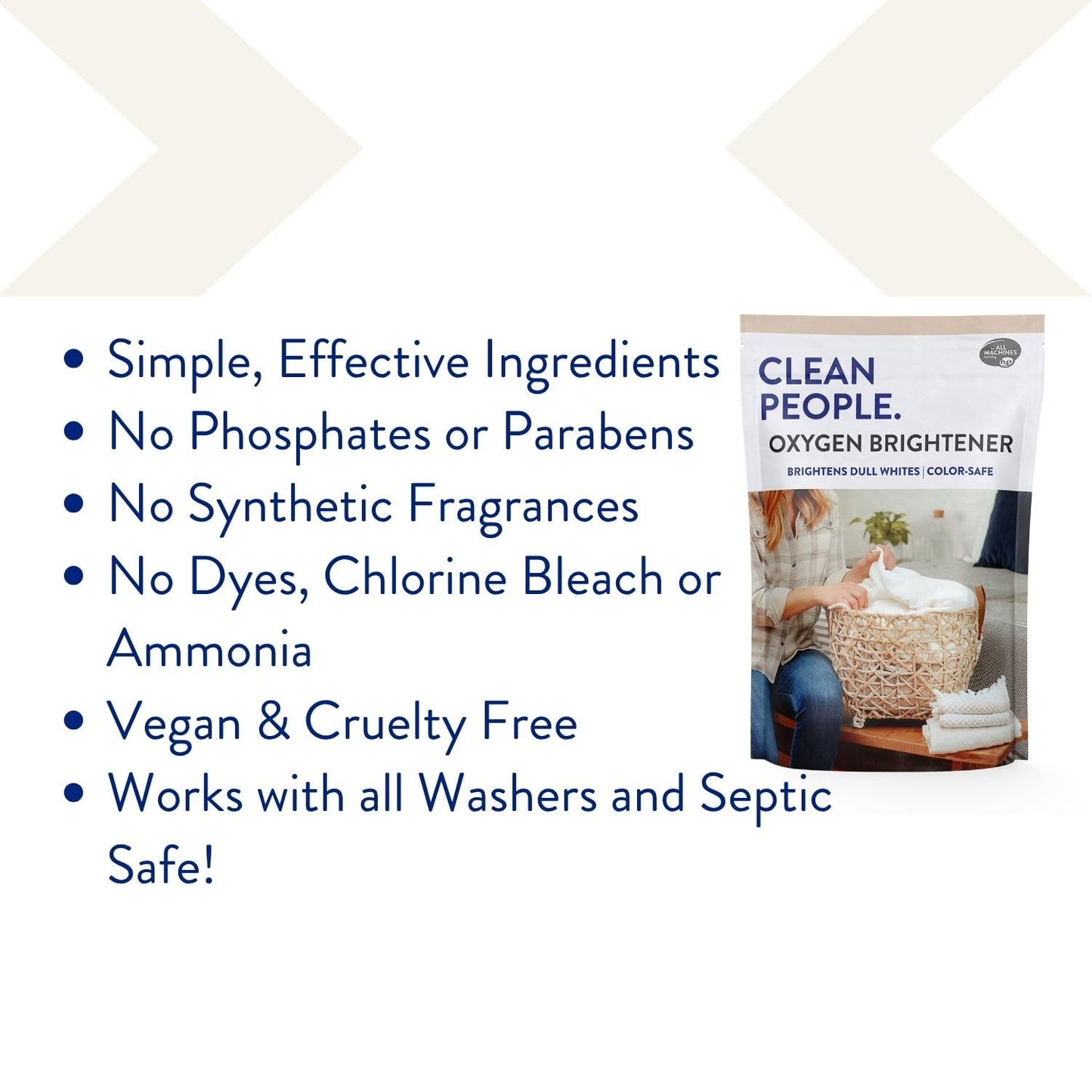 The Clean People Oxygen Brightener Stain Remover | Bleach Alternative, Simple Ingredients, Brightens Dull Whites AND Colors | 79 oz 2 Pack