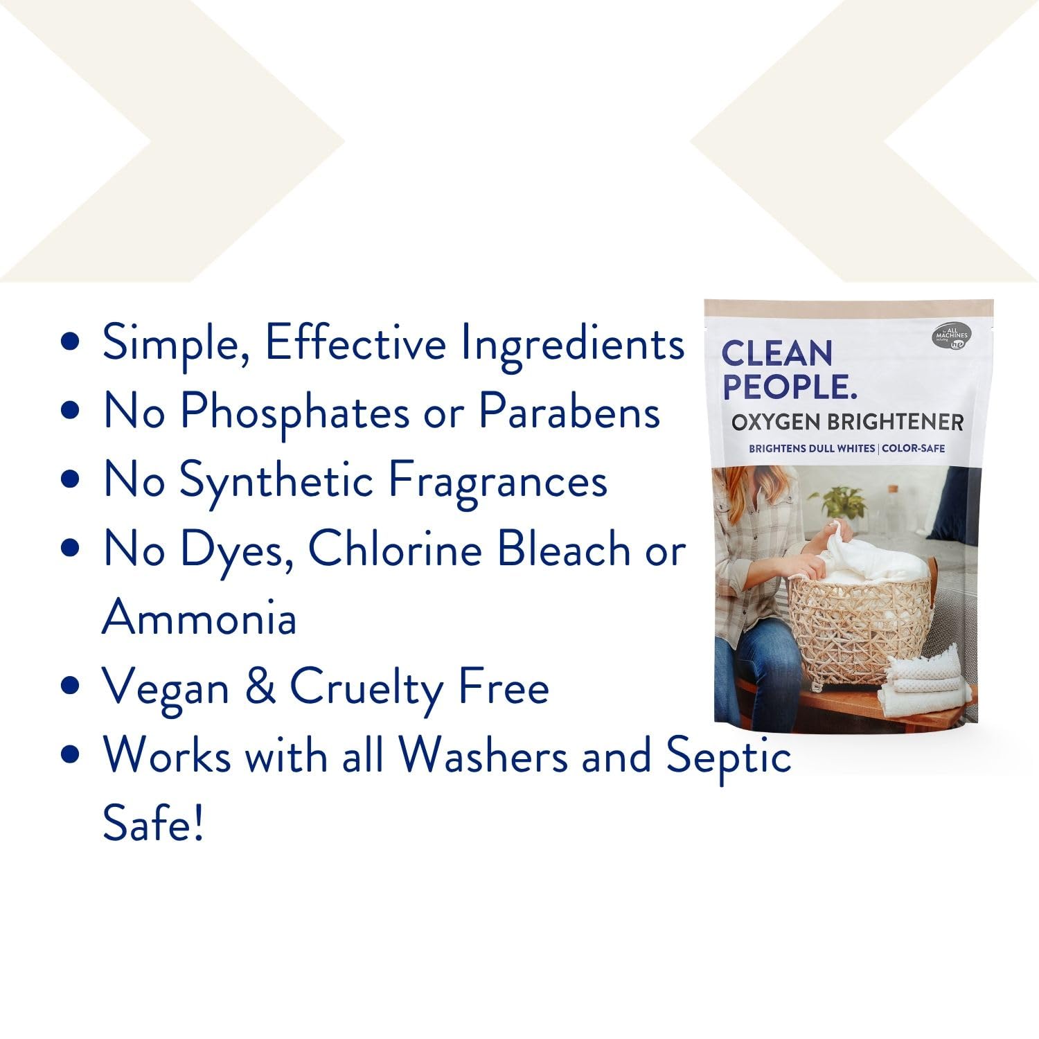 The Clean People Oxygen Brightener Stain Remover | Bleach Alternative, Simple Ingredients, Brightens Dull Whites AND Colors | 79 oz 2 Pack