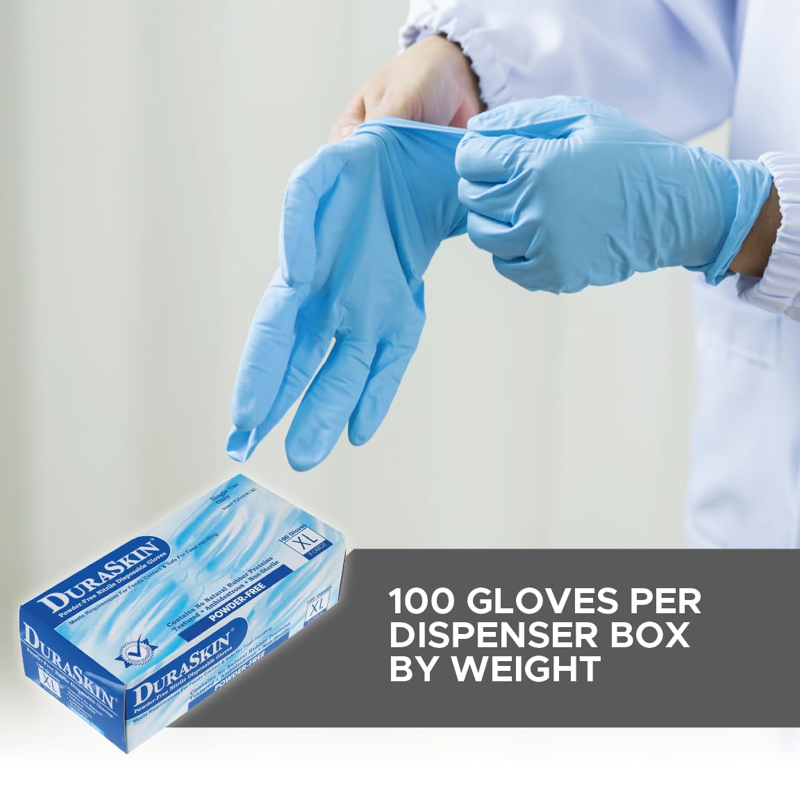 Liberty Safety DuraSkin T2010W Nitrile Disposable Gloves, 3.5 Mil - Blue, Large | Powder-Free, Micro-Textured, Industrial Grade | for Janitorial